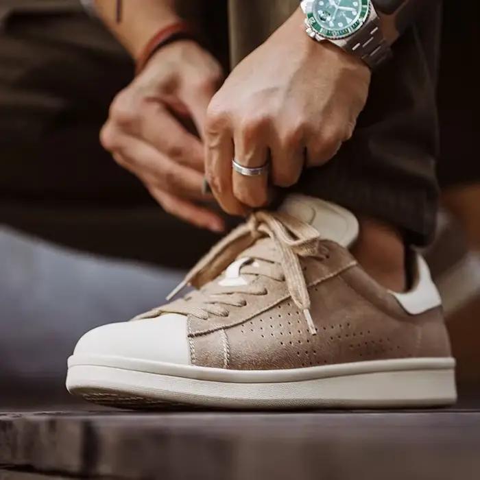 Chaussures basses vintage MADEN pour hommes, synthétiques avec semelle en caoutchouc, respirantes, décontractées, couleurs mélangées, pour printemps et automne, parfaites pour le skate et les promenades