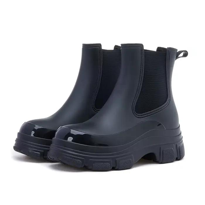 Femmes nouvelle chaussure de pluie à semelles épaisses bottes imperméables en plein air
