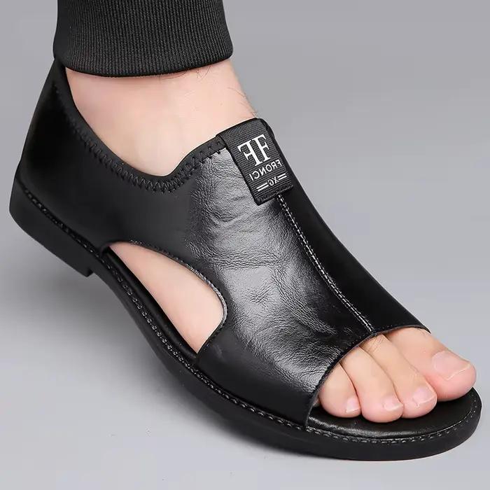 Sandales ouvertes pour hommes avec semelle plate confortable pour un usage décontracté