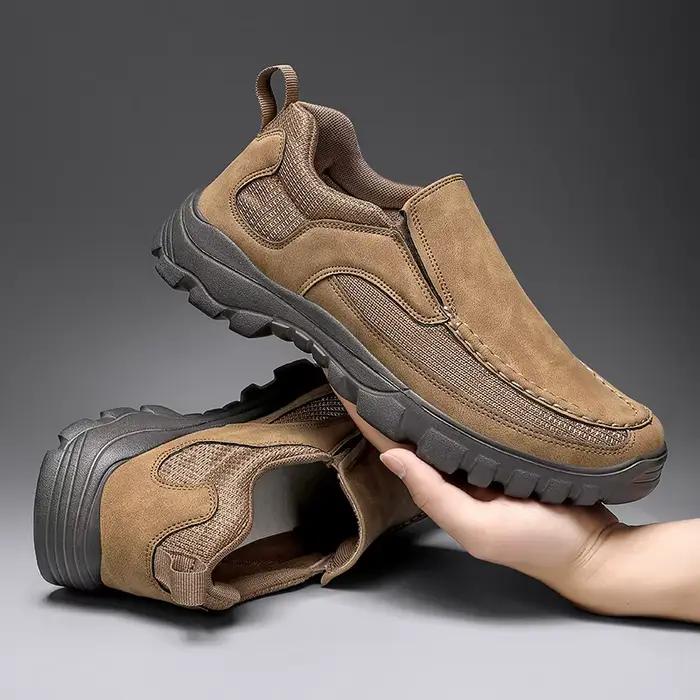 Chaussures décontractées en cuir faites à la main hommes baskets en plein air