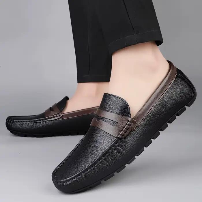 Mocassins de luxe à semelle souple pour homme – Chaussures plates décontractées en cuir pour hommes