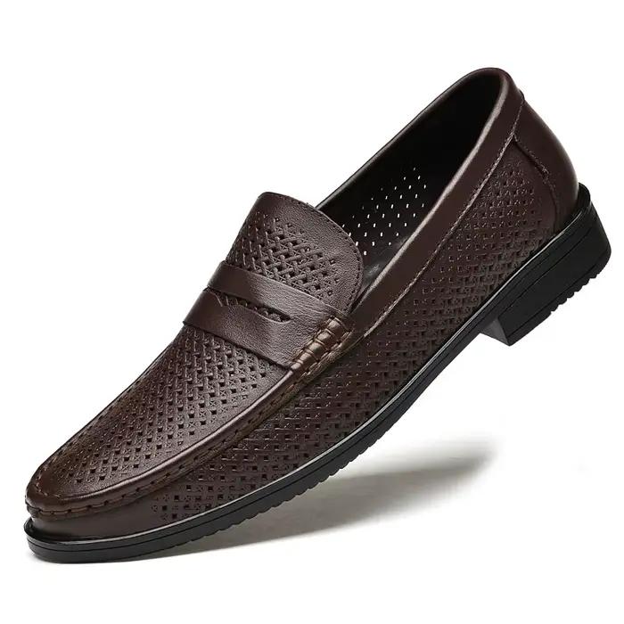 Nouveau luxe sans lacet chaussures habillées hommes italien confortable mocassins pour hommes en plein air hommes sans lacet appartements classique hommes chaussures pour mariage
