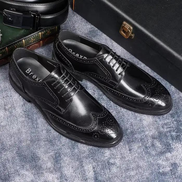 Chaussures Oxford Brogue marron à bout pointu pour hommes