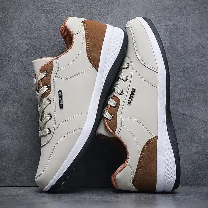 Nouveaux hommes chaussures printemps automne imperméable marche baskets loisirs mâle en cuir
