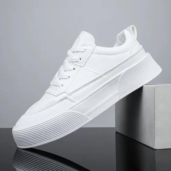 Hommes chaussures blanches en cuir espadrilles décontractées tendance plate-forme
