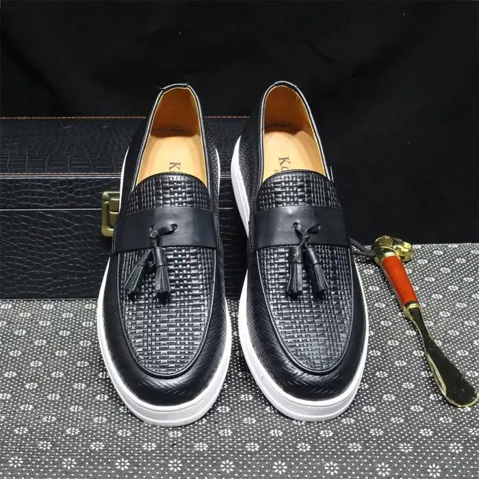 Mocassins à semelle plate en cuir véritable pour hommes