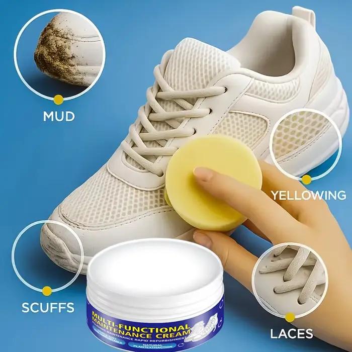 Crème à cirer les chaussures blanche 100g - Une formule révolutionnaire qui combine la cire et l'entretien en une seule étape. Pas de rinçage nécessaire. Convient