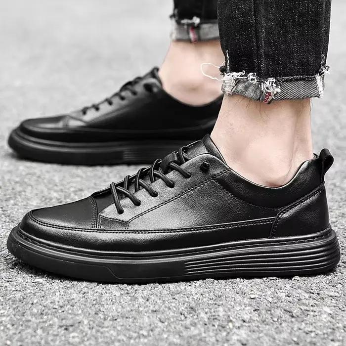 Classiques marron en cuir véritable chaussures décontractées hommes