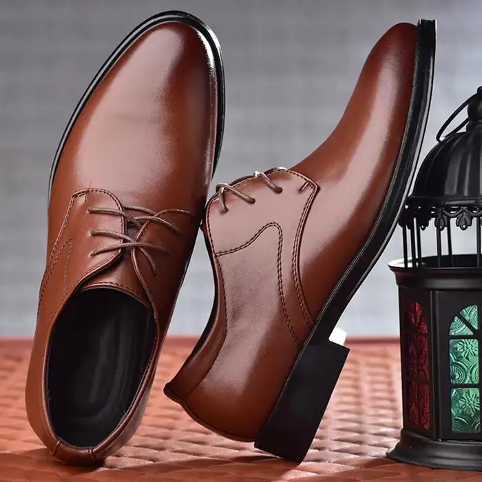 Chaussures en cuir noir pour hommes Oxfords élégants bout pointu pour événements formels mariage cérémonies d'affaires soirée grande taille