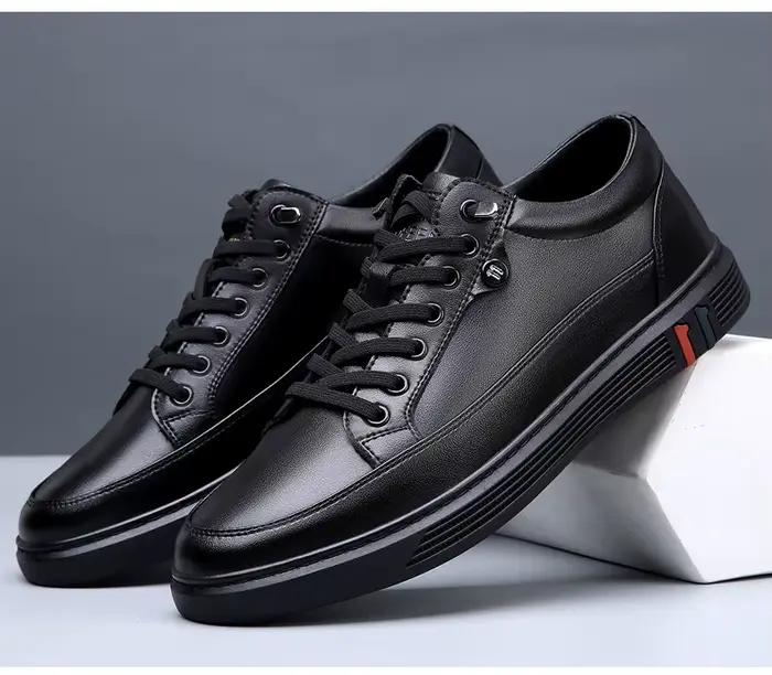 Nouvelles chaussures pour hommes en cuir véritable