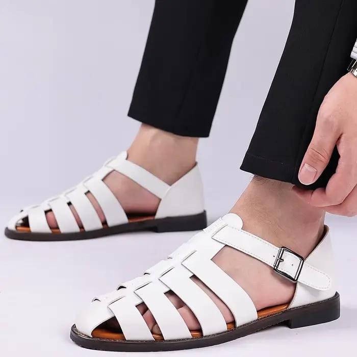 Sandales Gladiateur en cuir véritable pour homme, décontractées et élégantes, idéales pour toutes occasions informelles