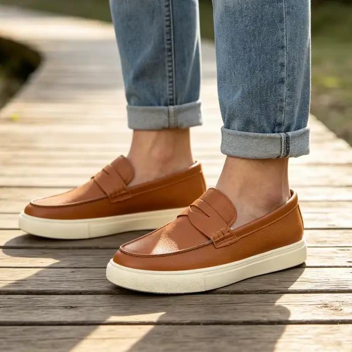Mocassins classiques de créateur pour hommes, chaussures à enfiler respirantes, chaussures plates décontractées pour hommes, chaussures confortables en cuir PU, chaussures paresseuses pour hommes