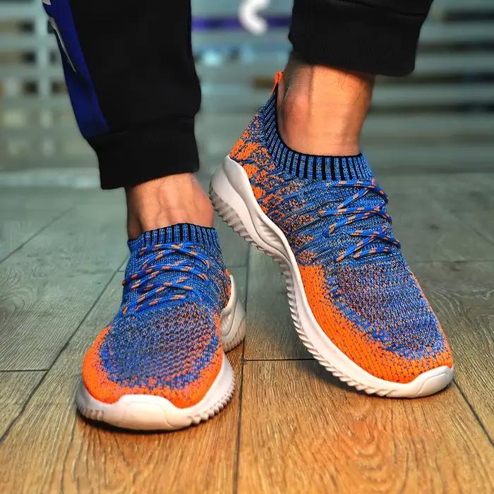 Chaussures de course pour hommes stabilisantes en polyester avec maille aérée pour course légère et randonnée multisports