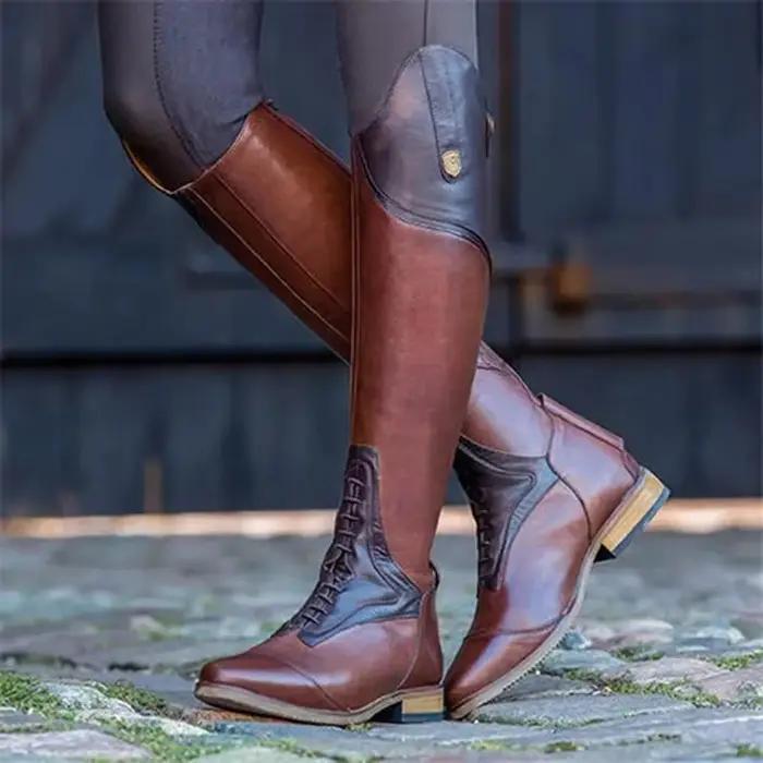 Bottes équestres en cuir véritable pour entraînement sportif professionnel