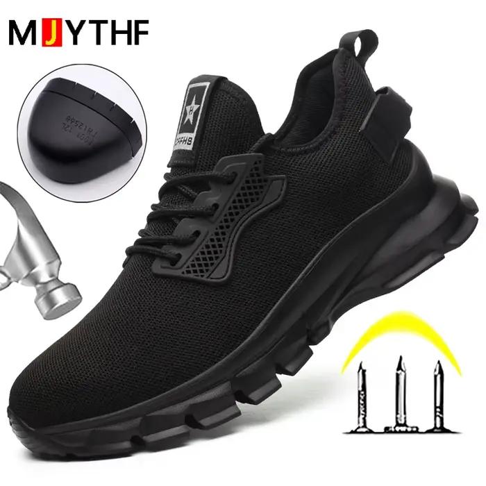 Chaussures de sécurité légères pour hommes 2026 avec embout en acier – Baskets de travail protectrices anti-écrasement et anti-perforation – Chaussures indestructibles