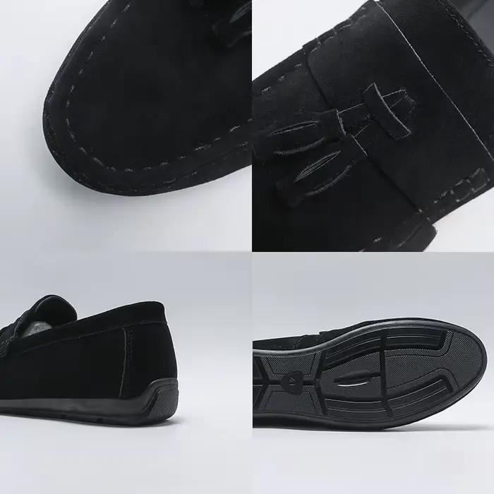 Mocassins à semelle souple confortables pour hommes, chaussures décontractées en plein air, chaussures en cuir à la mode, chaussures de conduite plates pour hommes, automne