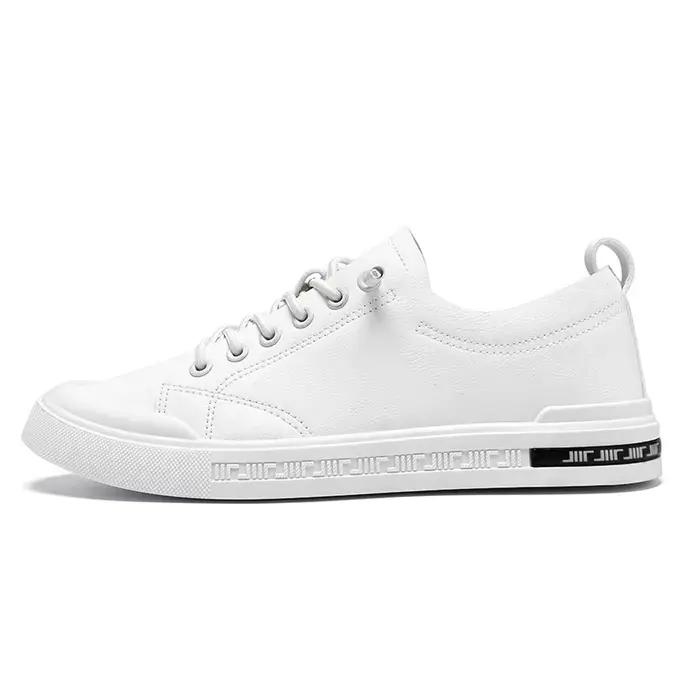 Baskets basses décontractées en similicuir blanc pour hommes