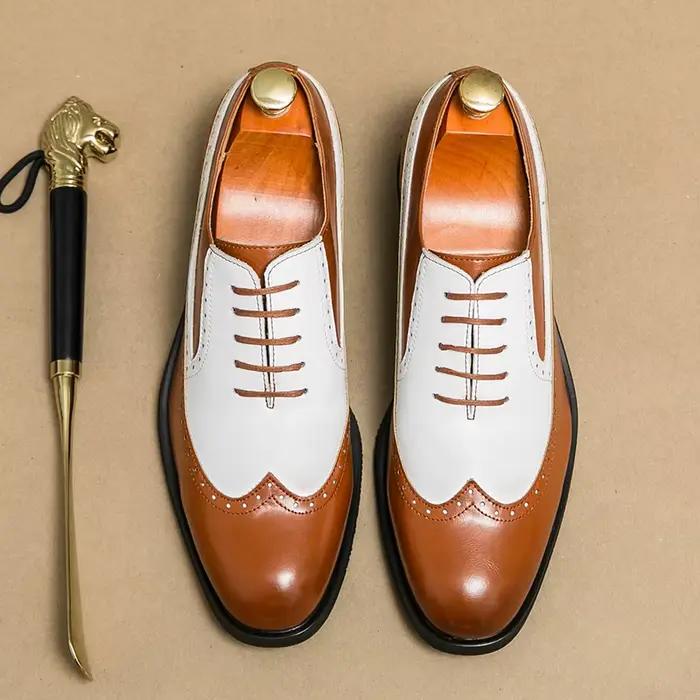 Chaussures Richelieu Haut de Gamme pour Hommes en Cuir Véritable – Mocassins Habillés pour Tenues Formelles
