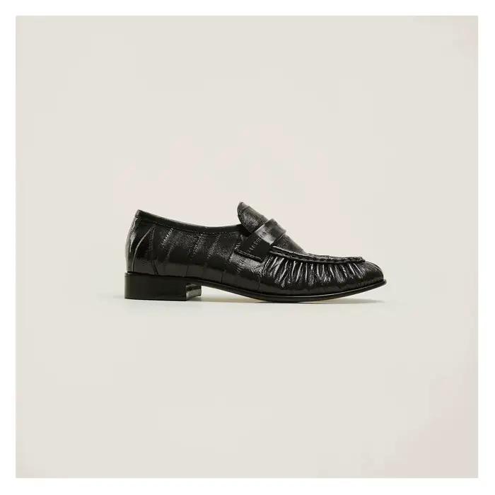Chaussures plates en peau d'anguille 100% authentiques