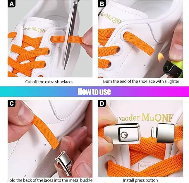 Lacets de chaussures en métal à dégagement rapide sans nœuds pour femmes et hommes ajustement facile et réglable occasionnels et formels