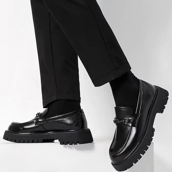 STRONGSHEN hommes chaussures en cuir à semelles épaisses Style britannique