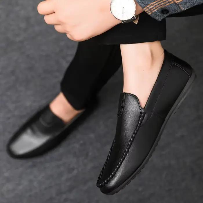 Bureau plat mâle chaussures décontractées Pu peau de vache confortable rétro adultes classique Original élégant bas