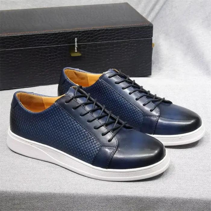 Chaussures décontractées en cuir véritable de Style européen pour hommes