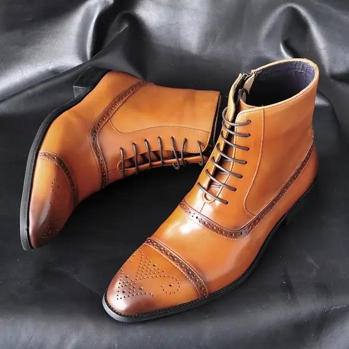 Bottes rétro Oxfords en cuir pour hommes affaires bottines de haute qualité bottes Chelsea style britannique printemps automne