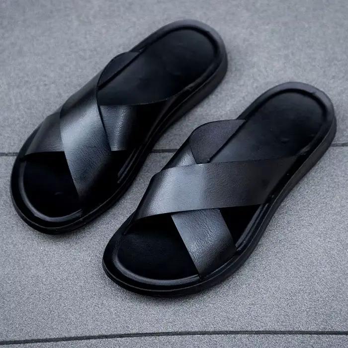 Pantoufles en cuir italien pour hommes