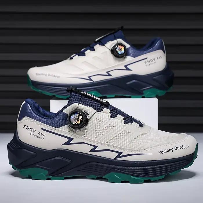 Chaussures de randonnée homme en nylon maille aérée avec boucle rotative pour randonnées et activités extérieures
