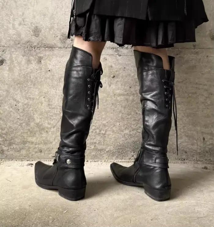 Bottes hautes vintage à bout pointu kibbutz pour femmes avec fermeture éclair et semelle en EVA pour printemps automne élégantes et confortables