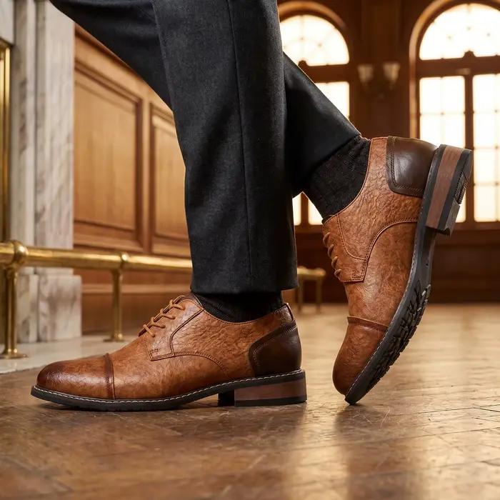 Nouvelles chaussures hommes Derby décontractées en cuir artificiel confortables pour printemps automne occasions décontractées