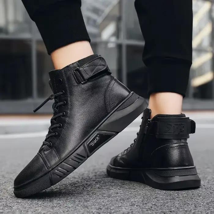 Haute qualité hommes bottes de luxe chaussures à enfiler pour hommes en plein air tout-match haut résistant grande taille chaussures Sapatos Masculinos
