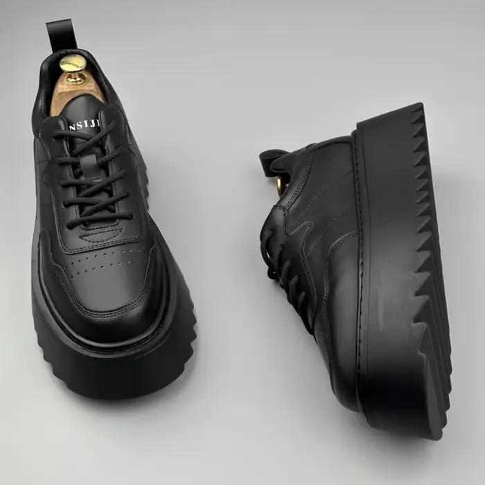 Baskets à plateforme pour hommes chaussures de luxe en cuir