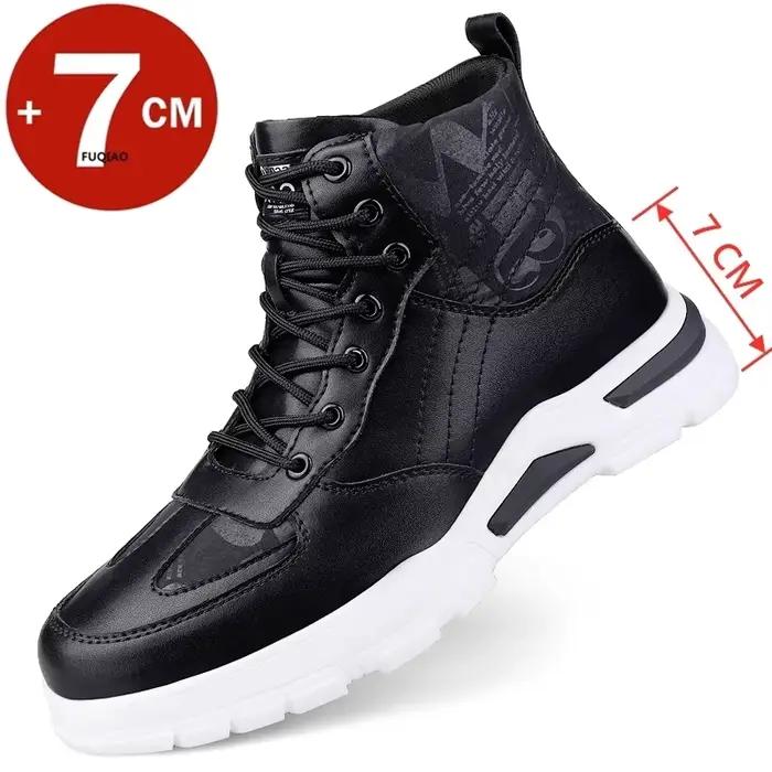 Bottes rehaussantes en cuir véritable pour hommes
