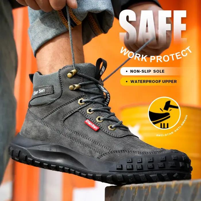 Chaussures de sécurité pour hommes Dian Sen à embout d'acier avec semelles anti-écrasement