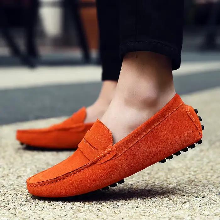 MSHHousehouse-Mocassins souples en cuir suédé pour hommes