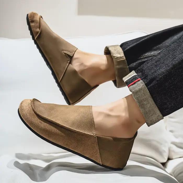 Homme mocassins en plein air marche mode hommes chaussures décontractées en cuir souple confort demi pantoufles