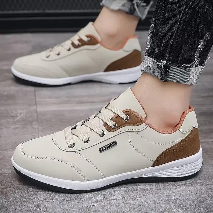 Nouveaux hommes chaussures printemps automne imperméable marche baskets loisirs mâle en cuir