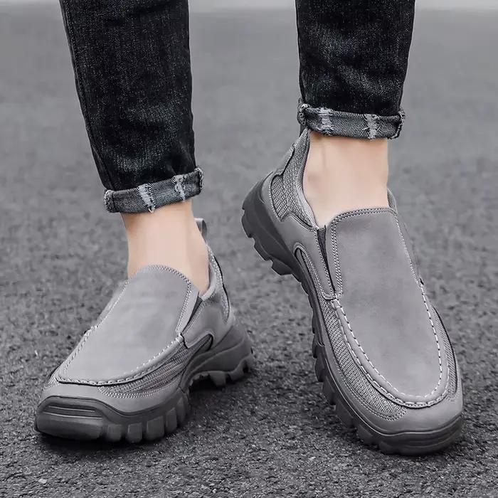Chaussures décontractées en cuir faites à la main hommes baskets en plein air
