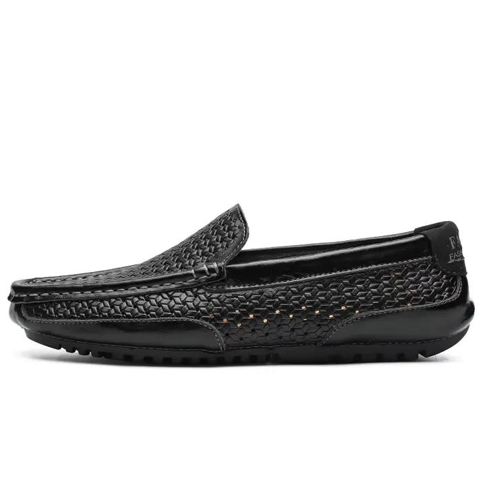 Chaussures pour hommes noires 2026 – Mocassins décontractés en cuir véritable