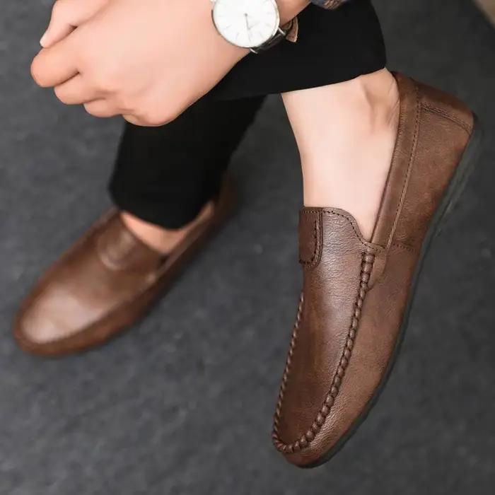 Bureau plat mâle chaussures décontractées Pu peau de vache confortable rétro adultes classique Original élégant bas