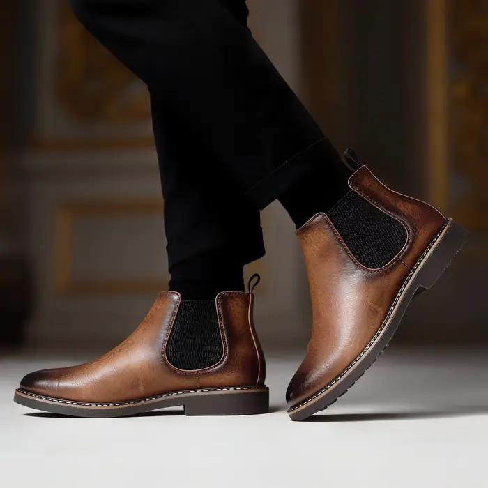 Bottes Chelsea pour Hommes Style Concis Marque Hecrafted Pour Hommes Occasions Spéciales Printemps Automne Confort Durabilité