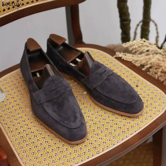 Mocassins rétro en cuir véritable pour hommes