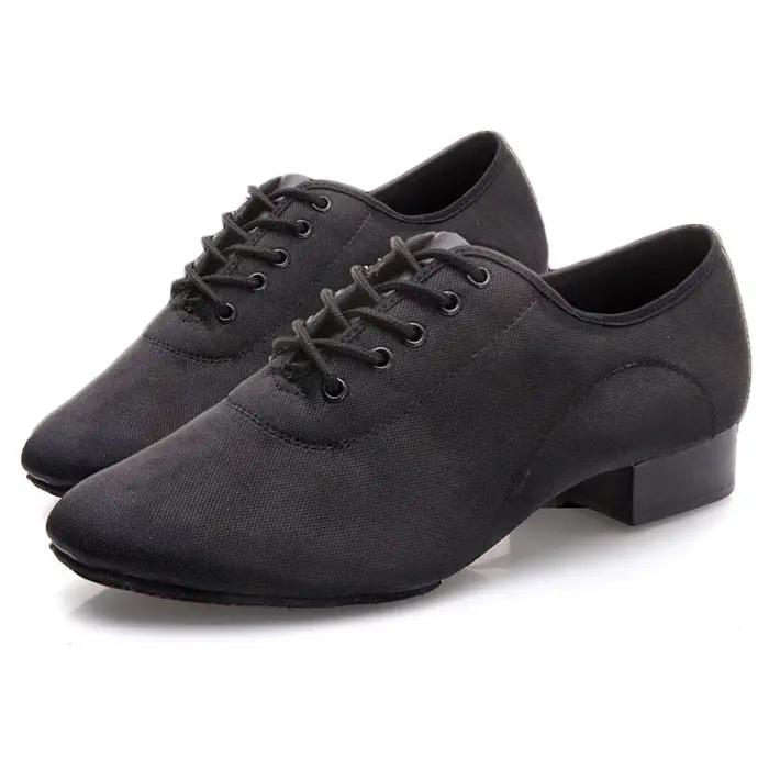 Chaussures de danse Salsa pour hommes semelle souple tissu talon bas Tango baskets de danse pour hommes ocassions de danse et de compétitions