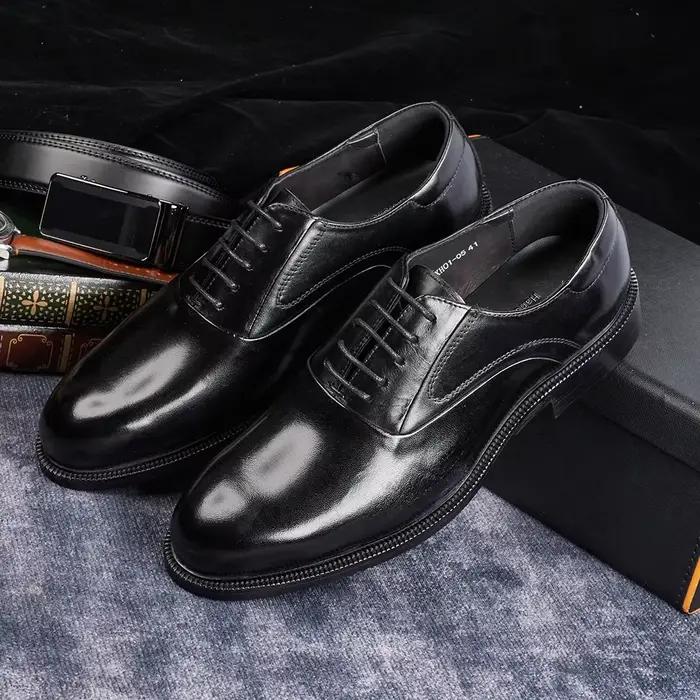 Chaussures en cuir formelles pour hommes d'affaires marron bas automne mariage Oxford pointu bureau mode