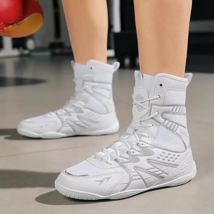 Chaussures de boxe et de lutte respirantes pour hommes, idéales pour entraînement et compétition, adaptées aux squats, semelles en caoutchouc et EVA