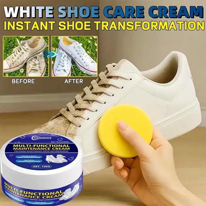 Crème à cirer les chaussures blanche 100g - Une formule révolutionnaire qui combine la cire et l'entretien en une seule étape. Pas de rinçage nécessaire. Convient