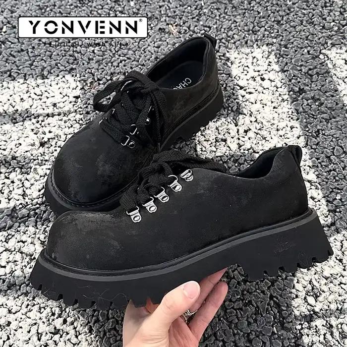 Chaussures habillées design en daim pour hommes cleanfit texture haut de gamme rétro niche Mickey