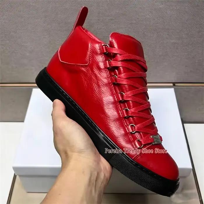 Chaussures montantes tendance en cuir véritable pour hommes